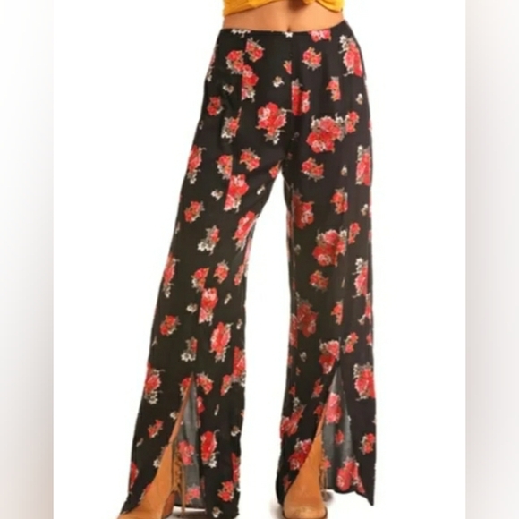 Rock&Roll Cowgirl Floral Wide Leg Pants - Picture 1 of 7